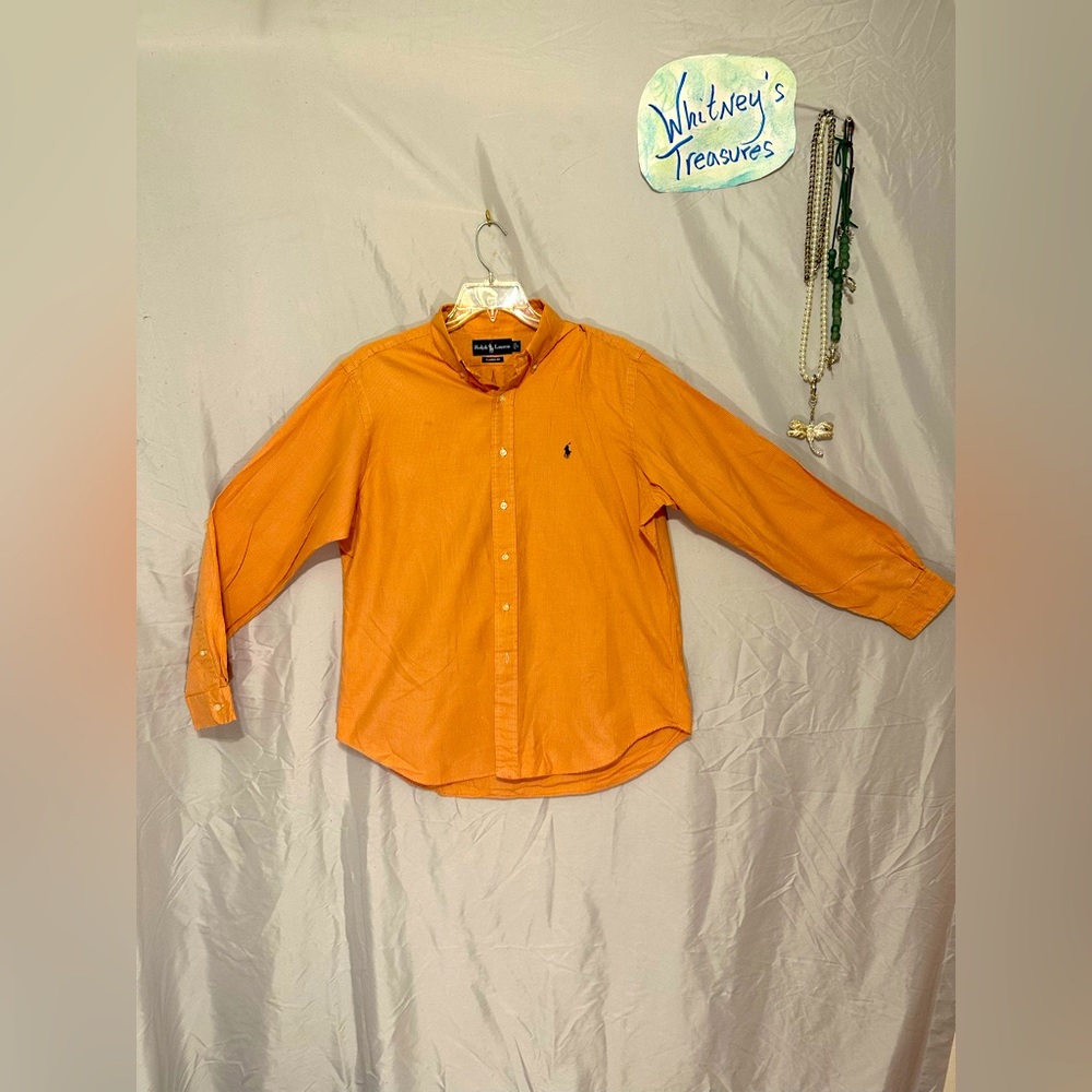 Ralph Lauren L gingham print orange button down